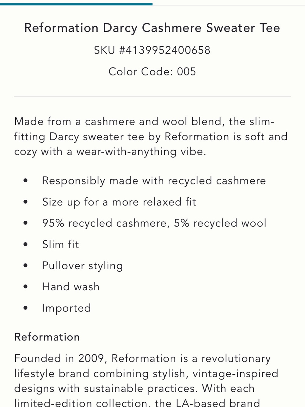 Reformation Cashmere Sweater - Picture 3 of 5